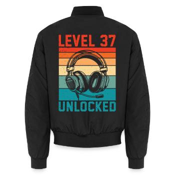 37. Geburtstag Level 37 unlocked - Unisex Bomberjacke - Schwarz - Hinten - AI Model Male 185 light (185cm)