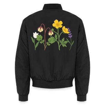 Tulpe · Gartenfreunde · Illustration · Blumen - Unisex Bomberjacke - Schwarz - Hinten - AI Model Male 185 light (185cm)