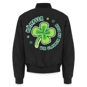 Kämpfer – Wir glauben an dich - Mutmacher - Unisex Bomberjacke - Schwarz - Hinten - AI Model Male 185 light (185cm)