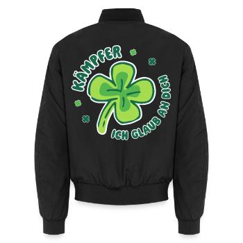 Kämpfer – Ich glaub an dich - Glücksbringer - Unisex Bomberjacke - Schwarz - Hinten - AI Model Male 185 light (185cm)