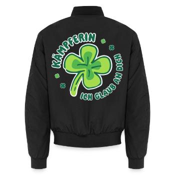 Kämpferin – Ich glaub an dich - Glücksbringer - Unisex Bomberjacke - Schwarz - Hinten - AI Model Male 185 light (185cm)