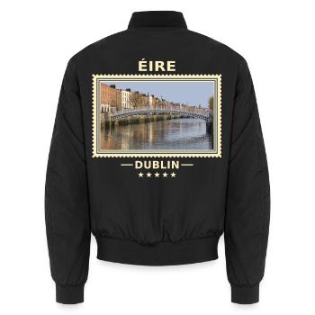 Irland Dublin Vintage Reisemarke - Unisex Bomberjacke - Schwarz - Hinten - AI Model Male 185 light (185cm)