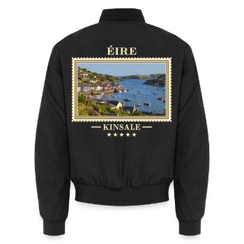 Irland Kinsale Vintage Reisemarke - Unisex Bomberjacke - Schwarz - Hinten - AI Model Male 185 light (185cm)