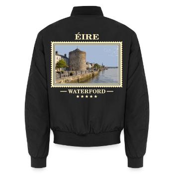 Irland Waterford Vintage Reisemarke - Unisex Bomberjacke - Schwarz - Hinten - AI Model Male 185 light (185cm)