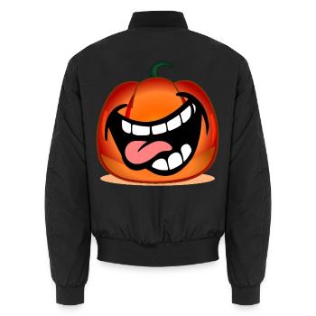 Kürbis Mund - Unisex Bomberjacke - Schwarz - Hinten - AI Model Male 185 light (185cm)