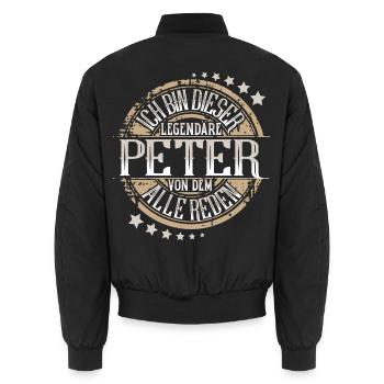 Peter - Unisex Bomberjacke - Schwarz - Hinten - AI Model Male 185 light (185cm)