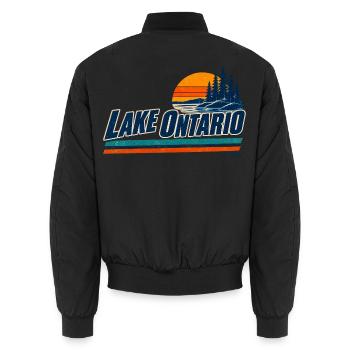 Lake Ontario EST 1656 Retro - Unisex Bomberjacke - Schwarz - Hinten - AI Model Male 185 light (185cm)