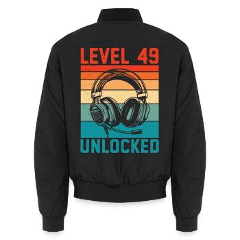 49. Geburtstag Level 49 unlocked - Unisex Bomberjacke - Schwarz - Hinten - AI Model Male 185 light (185cm)