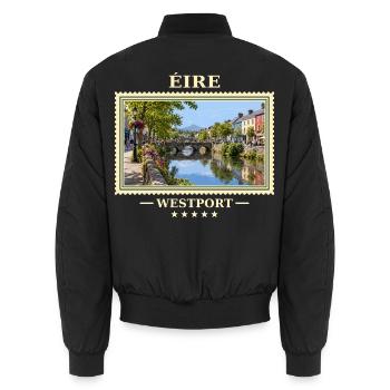 Irland Westport Vintage Reisemarke - Unisex Bomberjacke - Schwarz - Hinten - AI Model Male 185 light (185cm)
