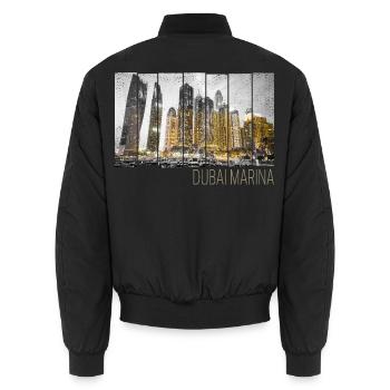 Dubai Marina in VAE Skyline Vintage Panorama - Unisex Bomberjacke - Schwarz - Hinten - AI Model Male 185 light (185cm)