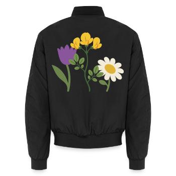 Natur · Gänseblümchen · Tulpe · Blumen - Unisex Bomberjacke - Schwarz - Hinten - AI Model Male 185 light (185cm)