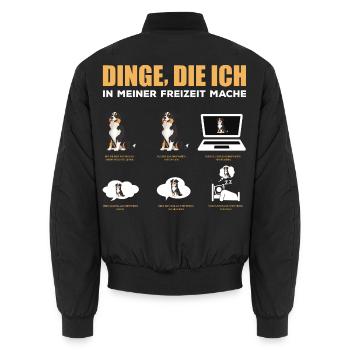 Australian Shepherd - Mein treuer Aussie - Unisex Bomberjacke - Schwarz - Hinten - AI Model Male 185 light (185cm)