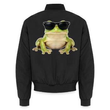 Cooler Frosch mit Sonnenbrille - Unisex Bomberjacke - Schwarz - Hinten - AI Model Male 185 light (185cm)