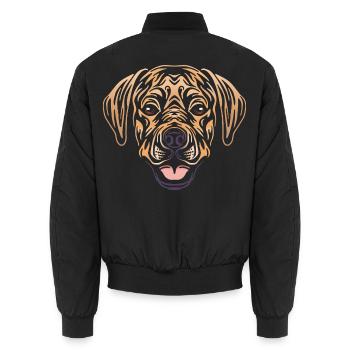 Labrador Retriever Hund Tattoo Tribal Design  - Unisex Bomberjacke - Schwarz - Hinten - AI Model Male 185 light (185cm)
