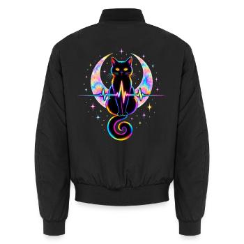 Minimalist Cat Heartbeat - Unisex Bomberjacke - Schwarz - Hinten - AI Model Male 185 light (185cm)