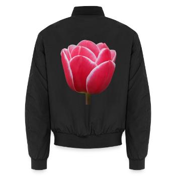 Rosa Tulpenblüte - Unisex Bomberjacke - Schwarz - Hinten - AI Model Male 185 light (185cm)