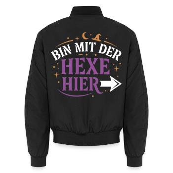 Trick or Treat | Bin Mit Der Hexe Hier | Halloween - Unisex Bomberjacke - Schwarz - Hinten - AI Model Male 185 light (185cm)