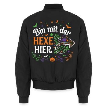 Trick or Treat | Bin Mit Der Hexe Hier | Halloween - Unisex Bomberjacke - Schwarz - Hinten - AI Model Male 185 light (185cm)