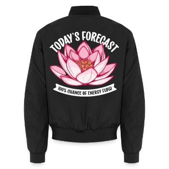 Energie fließt - Lotus öffnet sich - Unisex Bomberjacke - Schwarz - Hinten - AI Model Male 185 light (185cm)