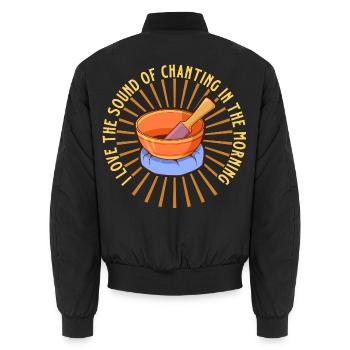 Morgenklang - Meditation mit Mantra - Unisex Bomberjacke - Schwarz - Hinten - AI Model Male 185 light (185cm)