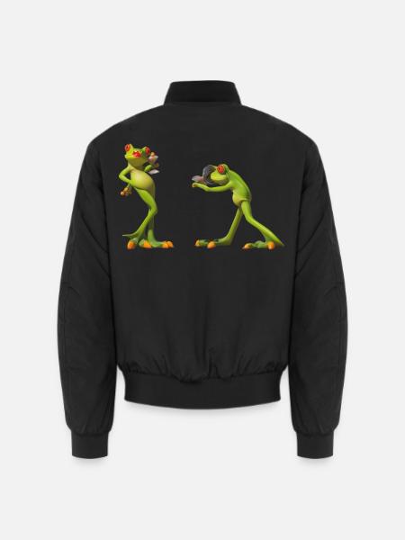 Froschduo Verspielter Charme - Unisex Bomberjacke - Schwarz