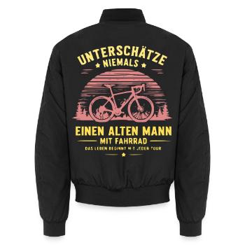Unterschätze niemals einen alten Mann mit Fahrrad - Unisex Bomberjacke - Schwarz - Hinten - AI Model Male 185 light (185cm)