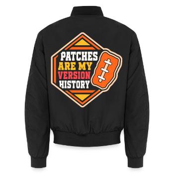 Aufnäher – Patches Are My Version History - Unisex Bomberjacke - Schwarz - Hinten - AI Model Male 185 light (185cm)