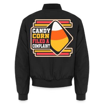 Candy Corn Filed a Complaint - Unisex Bomberjacke - Schwarz - Hinten - AI Model Male 185 light (185cm)