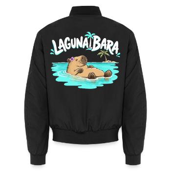 Capybara Lagunabara Sommer Urlaub Meer Tierhumor - Unisex Bomberjacke - Schwarz - Hinten - AI Model Male 185 light (185cm)