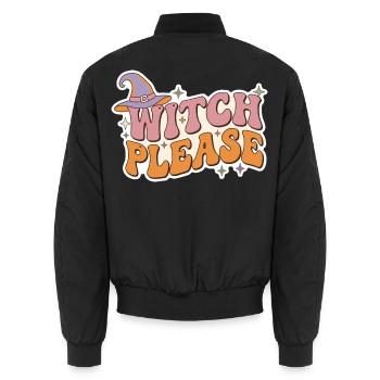 Retro Hexe Bitte lustige Halloween-Typografie Greifen - Unisex Bomberjacke - Schwarz - Hinten - AI Model Male 185 light (185cm)