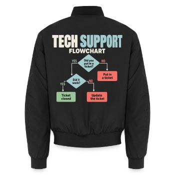 IT Support Flowchart Helpdesk Humor - Unisex Bomberjacke - Schwarz - Hinten - AI Model Male 185 light (185cm)