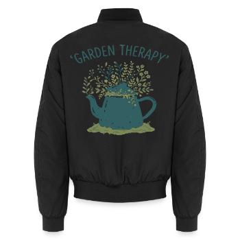 Garten Therapie Teekanne - Unisex Bomberjacke - Schwarz - Hinten - AI Model Male 185 light (185cm)