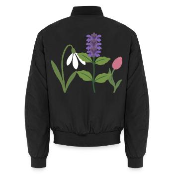 Blumen · Natur · Tulpe · Blumenstrauß - Unisex Bomberjacke - Schwarz - Hinten - AI Model Male 185 light (185cm)