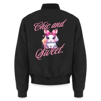 Chic And Sweet Hase Schleife Kaninchen Niedlich - Unisex Bomberjacke - Schwarz - Hinten - AI Model Male 185 light (185cm)