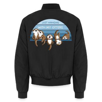 Otter Team Wildtiere Freundschaft Tierhumor - Unisex Bomberjacke - Schwarz - Hinten - AI Model Male 185 light (185cm)