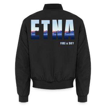 Etna Fire & Himmel: Sizilien Sunset - Unisex Bomberjacke - Schwarz - Hinten - AI Model Male 185 light (185cm)