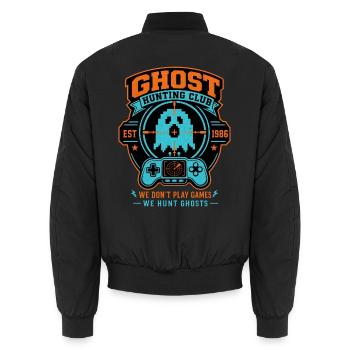 Ghost Hunting Club Est 1986 Retro-Halloween-Shirt - Unisex Bomberjacke - Schwarz - Hinten - AI Model Male 185 light (185cm)