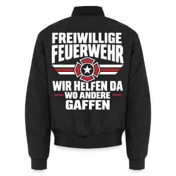 Freiwillige Feuerwehr Wir helfen da gaffen - Unisex Bomberjacke - Schwarz - Hinten - AI Model Male 185 light (185cm)