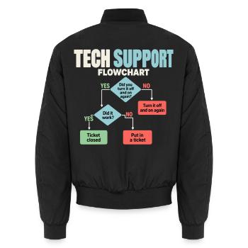 IT Support Flowchart Helpdesk Humor - Unisex Bomberjacke - Schwarz - Hinten - AI Model Male 185 light (185cm)
