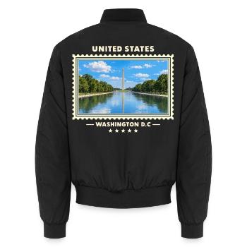 Vereinigte Staaten Washington D.C. Vintage Marke - Unisex Bomberjacke - Schwarz - Hinten - AI Model Male 185 light (185cm)