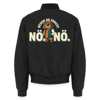 Beaver Streetstyle – Nö Nö Grafik - Unisex Bomberjacke - Schwarz - Hinten - AI Model Male 185 light (185cm)