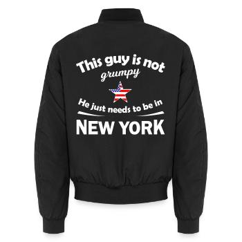 Nicht grimmig, nur in New York - Unisex Bomberjacke - Schwarz - Hinten - AI Model Male 185 light (185cm)