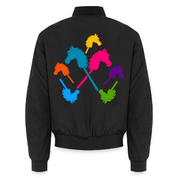 Hobby-Futter – Bunte Stockpferde - Unisex Bomberjacke - Schwarz - Hinten - AI Model Male 185 light (185cm)
