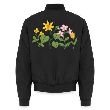 Tulpe · Blumen · Natur · Blumenstrauß - Unisex Bomberjacke - Schwarz - Hinten - AI Model Male 185 light (185cm)