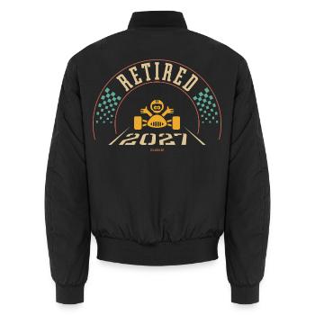 Retired 2027 (Retiree / Retirement Entry / 4C) - Unisex Bomberjacke - Schwarz - Hinten - AI Model Male 185 light (185cm)