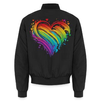 CSD LGBT Regenbogen LGBTQ Herz Pride Just Love - Unisex Bomberjacke - Schwarz - Hinten - AI Model Male 185 light (185cm)