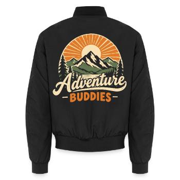 Adventure Buddies – Geocaching-Partner Geocacher - Unisex Bomberjacke - Schwarz - Hinten - AI Model Male 185 light (185cm)