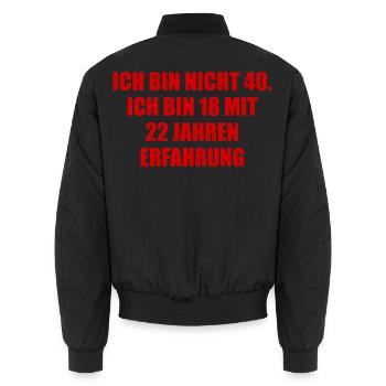 Jung mit Erfahrung - Unisex Bomberjacke - Schwarz - Hinten - AI Model Male 185 light (185cm)