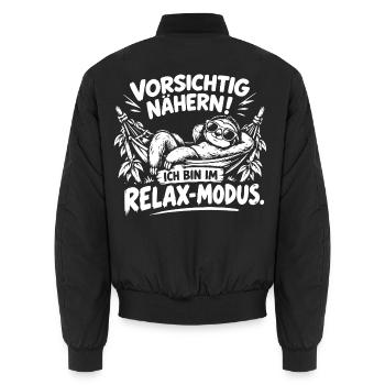 Faultier im Relax Modus lustiger Spruch - Unisex Bomberjacke - Schwarz - Hinten - AI Model Male 185 light (185cm)