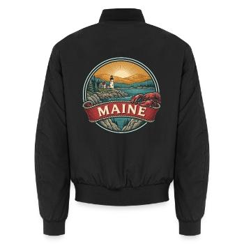 Maine Coastal Lighthouse Vintage-Reisegeschenk - Unisex Bomberjacke - Schwarz - Hinten - AI Model Male 185 light (185cm)
